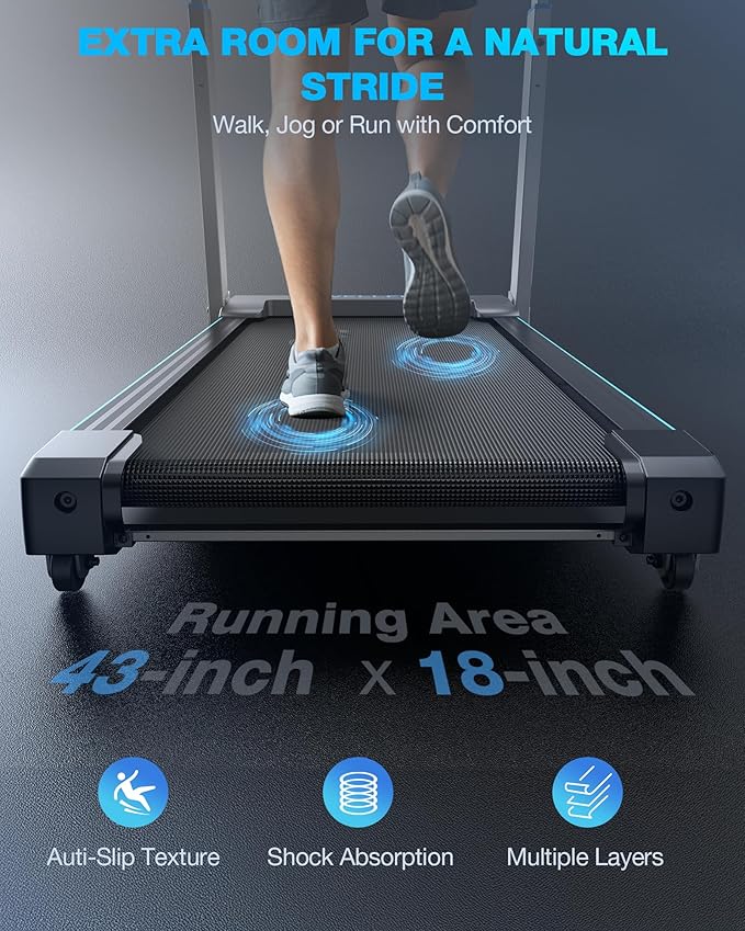 WELLFIT Auto Incline Folding Treadmill - 10% Incline Desk Walking Pad Treadmill with Handlebar, 400 lbs Heavy-Duty Capacity, Space-Saving Quiet Under-Desk Design for Home Office, Seniors & Fitness-StrideForce Fitness