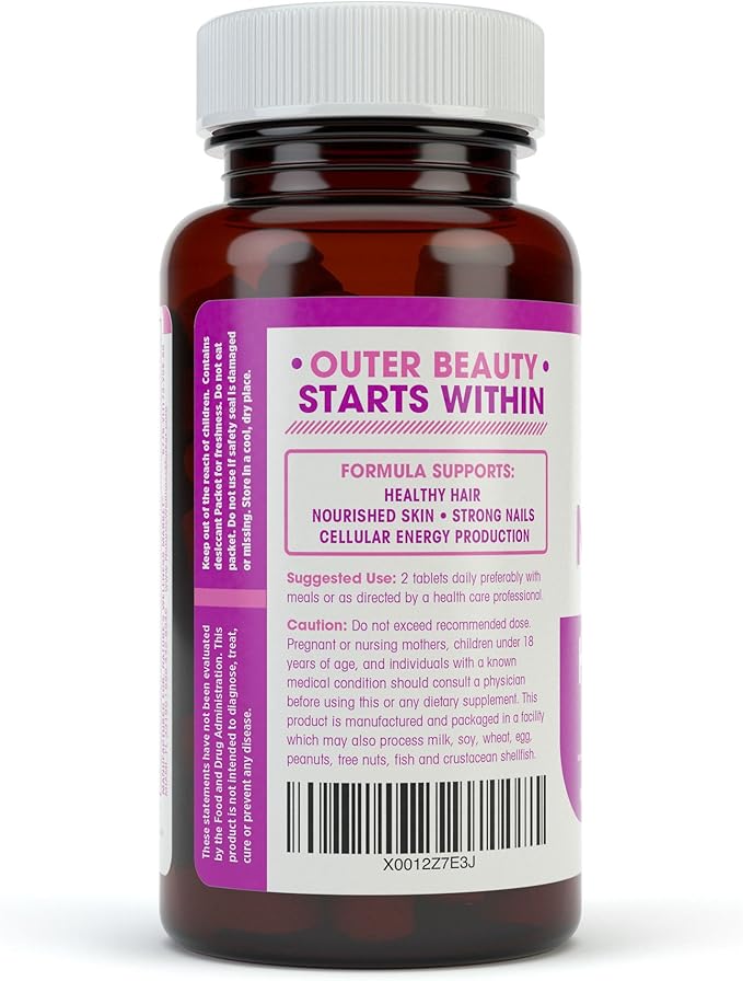 Natures Wellness Hair, Skin & Nails Essential Nourishing Supplement, 60-Count | 4000mcg Biotin + Vitamins A, C and E, B Complex Vitamins, and Advanced Nutrients per Capsule | 100% All-Natural-StrideForce Fitness