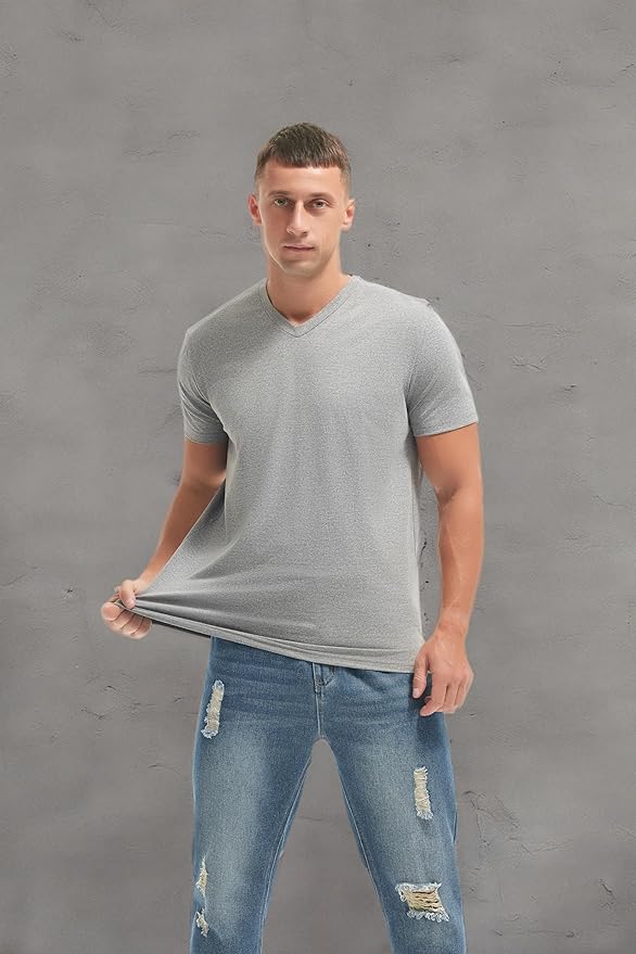 VEIISAR Premium V Neck T Shirts for Men - Modern Fitted Tees Vneck Undershirts-StrideForce Fitness