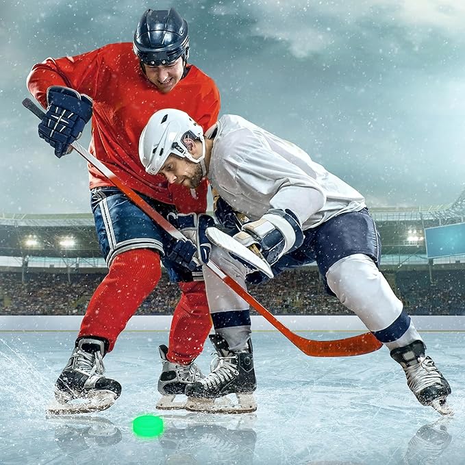 Elcoho Ice Hockey Puck, Glow in The Dark Party Pucks, Green Floor Puck Bulk with Drawstring Bag for Youth Adults Outdoor Indoor Sports Games Practicing & Training-StrideForce Fitness