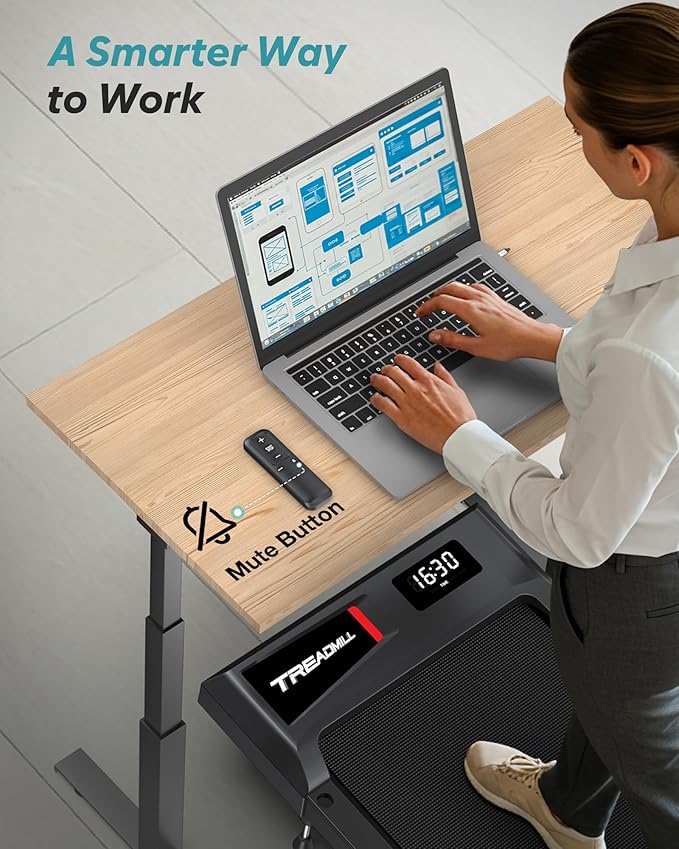 WELLFIT Auto Incline Folding Treadmill - 10% Incline Desk Walking Pad Treadmill with Handlebar, 400 lbs Heavy-Duty Capacity, Space-Saving Quiet Under-Desk Design for Home Office, Seniors & Fitness-StrideForce Fitness