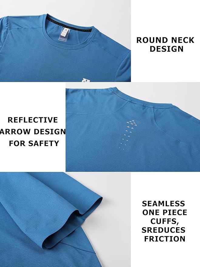 Mens Seamless Workout T-Shirts Lightweight Moisture Wicking Running Hiking Camping Tennis Pickleball Shirts for Men-StrideForce Fitness