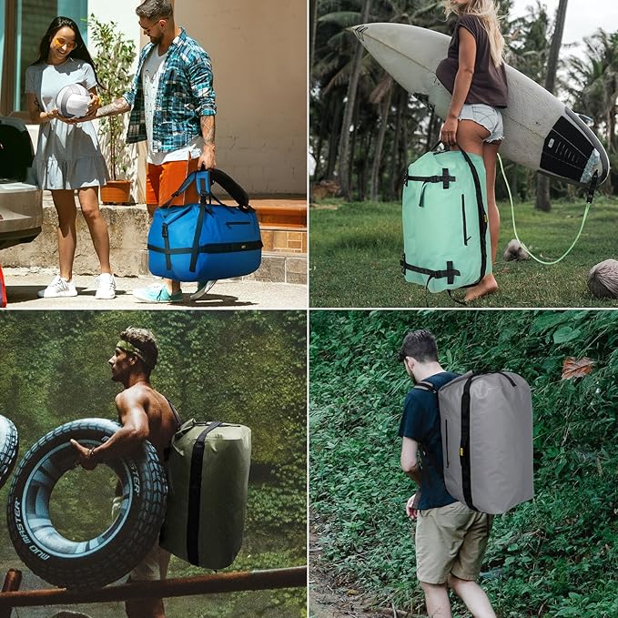 MIER Large Waterproof Duffel Bag Rolltop Dry Backpack Duffle Bags for Kayaking, Rafting, Boating, Swimming, Camping, Travel, Gym, Beach, 60L/80L-StrideForce Fitness