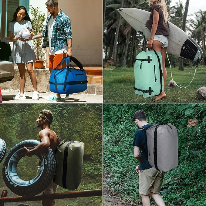 MIER Large Waterproof Duffel Bag Rolltop Dry Backpack Duffle Bags for Kayaking, Rafting, Boating, Swimming, Camping, Travel, Gym, Beach, 60L/80L-StrideForce Fitness