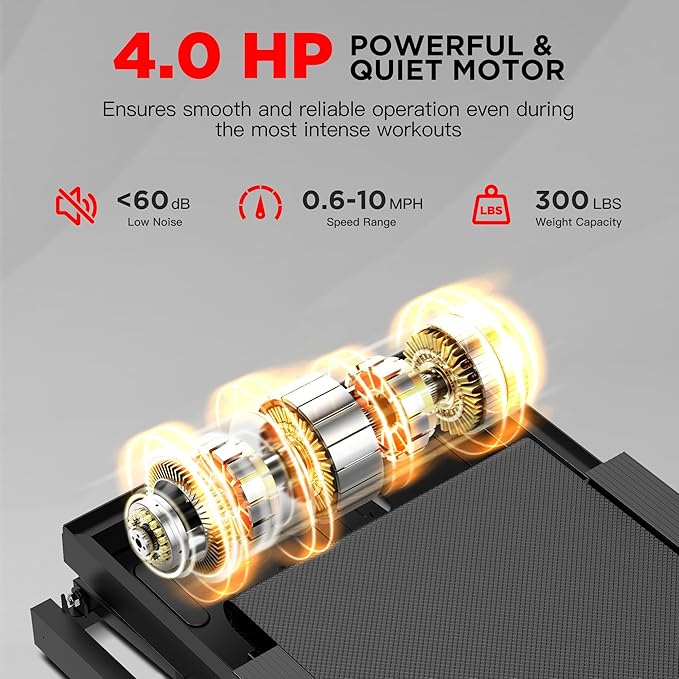 Treadmill with 15% Auto Incline, 300 LBS Capacity and 10 MPH Max Speed, 4.0HP Folding Treadmills for Home Features 18'' x 50'' Belt, Bluetooth, APP, 64 Preset Programs and 3 Countdown Modes-StrideForce Fitness