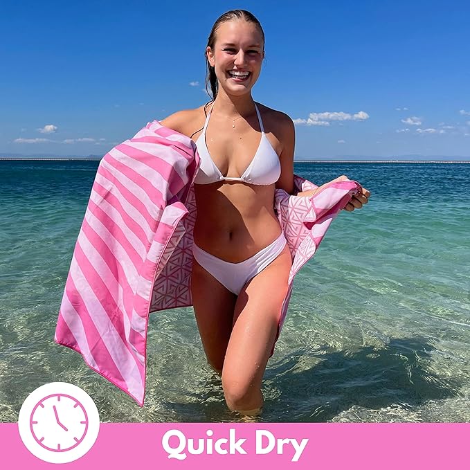 ECCOSOPHY Microfiber Beach Towel - Sand Free Towels are Quick Dry, Light Weight, Super Absorbent - Perfect Pool, Travel, Cruise, Camping Essentials - Oversized Extra Large for Adults 71x35 in-StrideForce Fitness