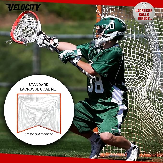 Velocity Heavy Duty Black & White Lacrosse Net - Fits 6’x6’x7’ Goals - Weatherproof, UV Resistant 1000D High-Strength Polyester - Comes with 100+ Feet of Lacing Cord and 4 Quick Ties-StrideForce Fitness
