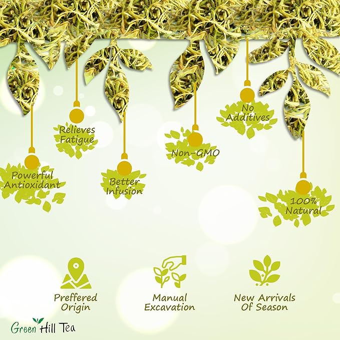 Greenhilltea traditional health herbs, Premium Honeysuckle buds, honey suckle tea NO GMO, NO Additives, Caffeine free dried herbal tea 5 OZ-StrideForce Fitness