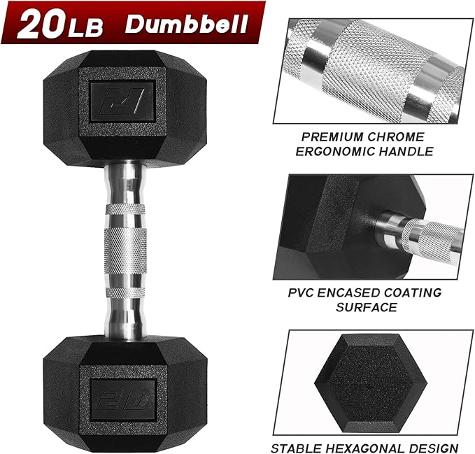 RitFit 5-650 LBS PVC Encased Hex Dumbbell Sets with Optional Rack for Home Gym, Hand weight with Chrome Handle for Strength Training, Workouts-StrideForce Fitness