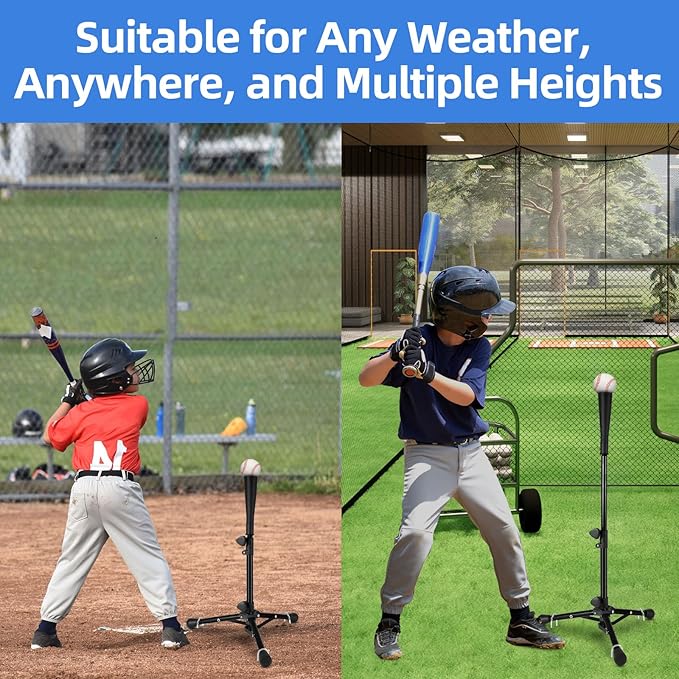 Baseball Tee For Kids, Easy Adjustable Batting Tee From 20.85 to 31.30 Inches. Foldable and Stable Baseball Tees for Hitting with Portable Bag. Softball Tee for Children Aged 3-10 Baseball Training.-StrideForce Fitness