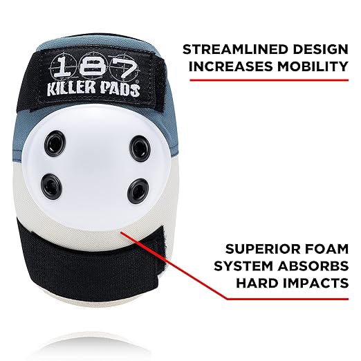 187 KILLER PADS Knee Pads, Elbow Pads Combo Pack, Stone Blue, X-Small-StrideForce Fitness