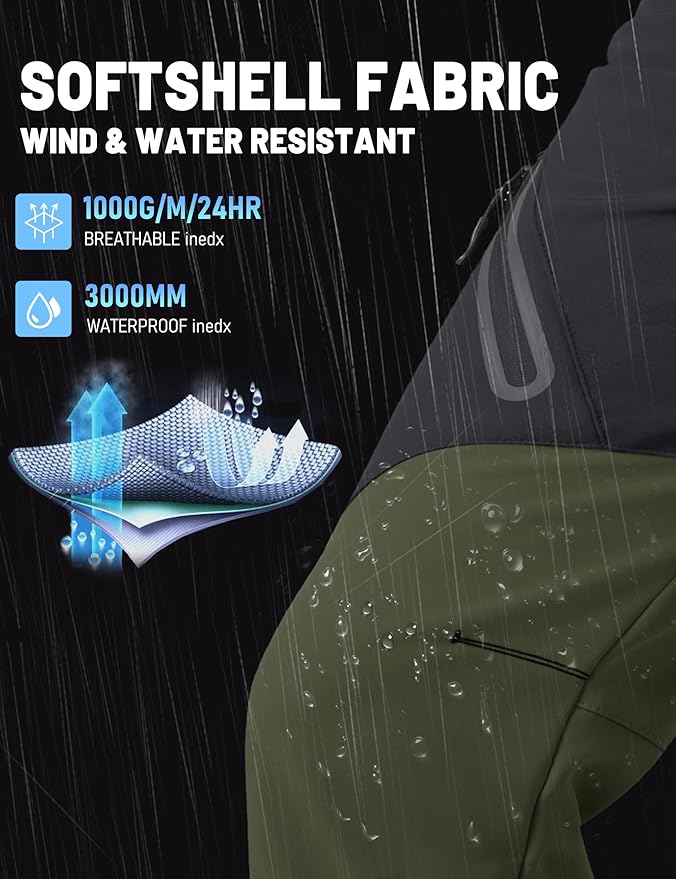 TACVASEN Men's Skiing Snow Pants Fleece Lined Waterproof Winter Insulated Hiking Pant for Outdoor Work Hunting Cargo-StrideForce Fitness