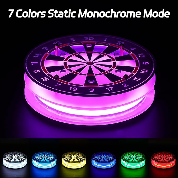 Light Up Dart Holder, Acrylic Dart Holder with Multiple Color Modes and Brightness Adjustment Function with Remote Control, Birthday Christmas Dart Gifts for Men or Darts Enthusiasts-StrideForce Fitness