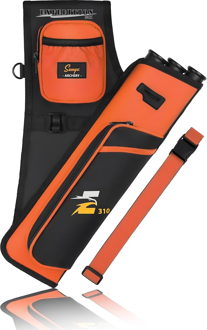 SUNYA Archery Hip Quiver for Arrows. Includes 3 Tubes Arrow Holder, Accessories Pockets and Waist Belt. Fit for Compound and Recurve Bow Practice.-StrideForce Fitness