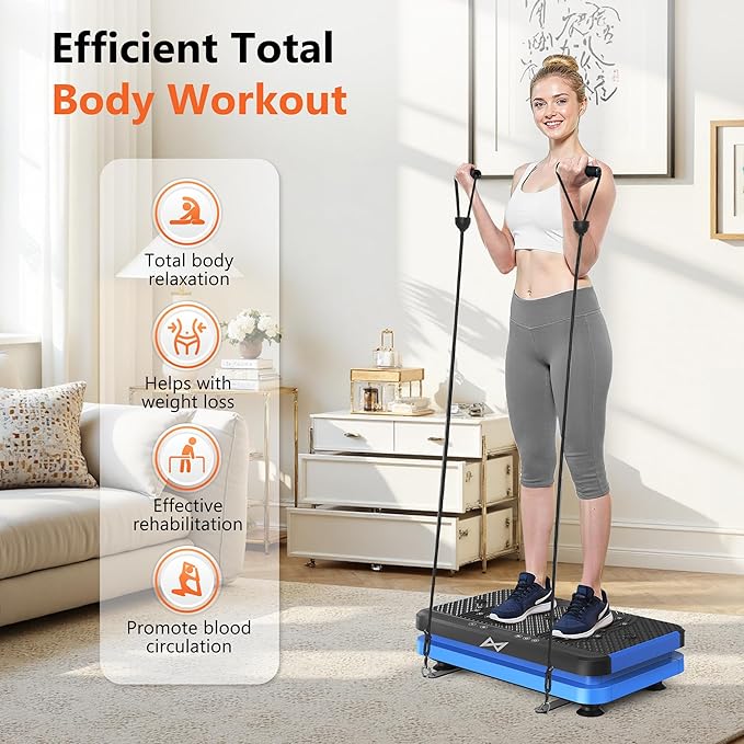 AXV Vibration Plate Fitness Platform Exercise Machine Vibrating Lymphatic Drainage Shaking Full Body Shaker Workout Vibrate Stand Shake Board Sport Gym for Weight Loss Fat Burner for Women Men-StrideForce Fitness