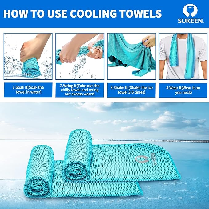 Sukkeen Cooling Towel (40"x12"), Soft Breathable Chilly Microfiber Towel for Yoga, Sports & More Activities-StrideForce Fitness