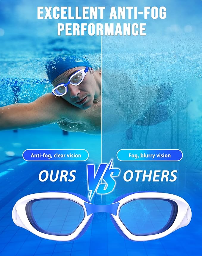 Swim Goggles, Unisex Adult Swimming Goggles Anti Fog Anti UV No Leakage Wide View for Men Women Youth-StrideForce Fitness
