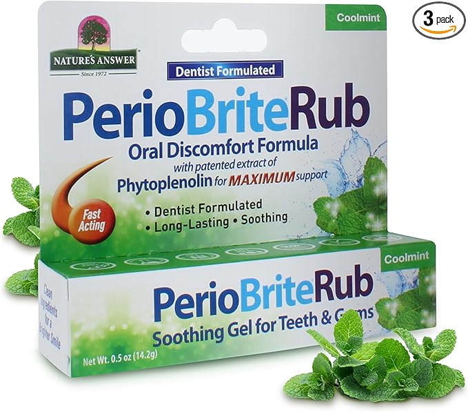 Nature's Answer Periorub Topical Rub, 0.5 oz (Pack of 3) | Dentist Formulated Soothing Gel for Teeth and Gums