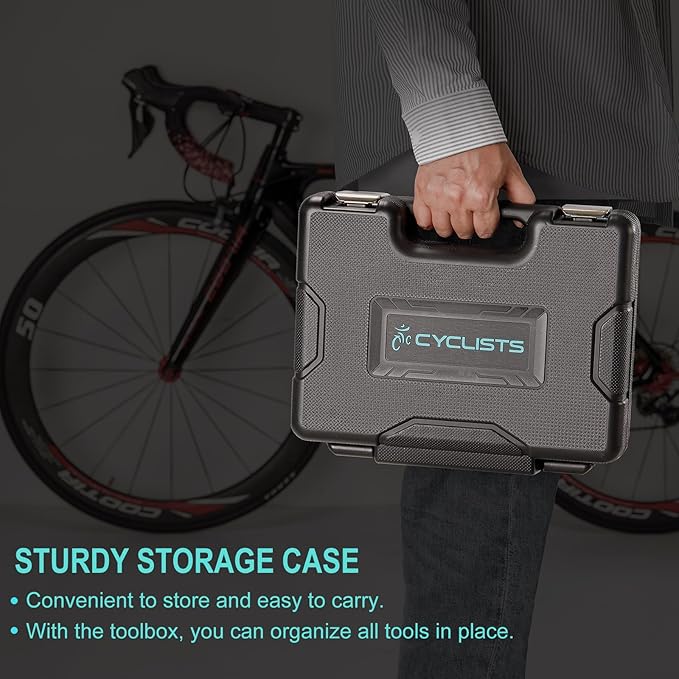 Bike Tool Kit with Storage Case - 22 PCS Bicycle Repair Tool Set Portable Tools Box - Bike Maintenance Tools for Road Bikes and Mountain Bikes-StrideForce Fitness