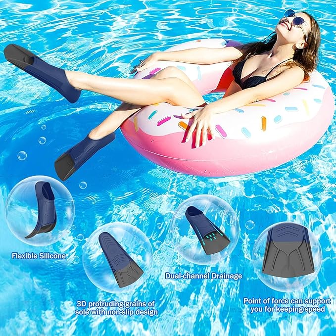 Gintenco Swim Fins, Kids Swim Training Fins for Lap Swimming, Travel Size Flippers with Mesh Bag, Silicone Swimming Fins for Kids Teens Adults Women Men-StrideForce Fitness