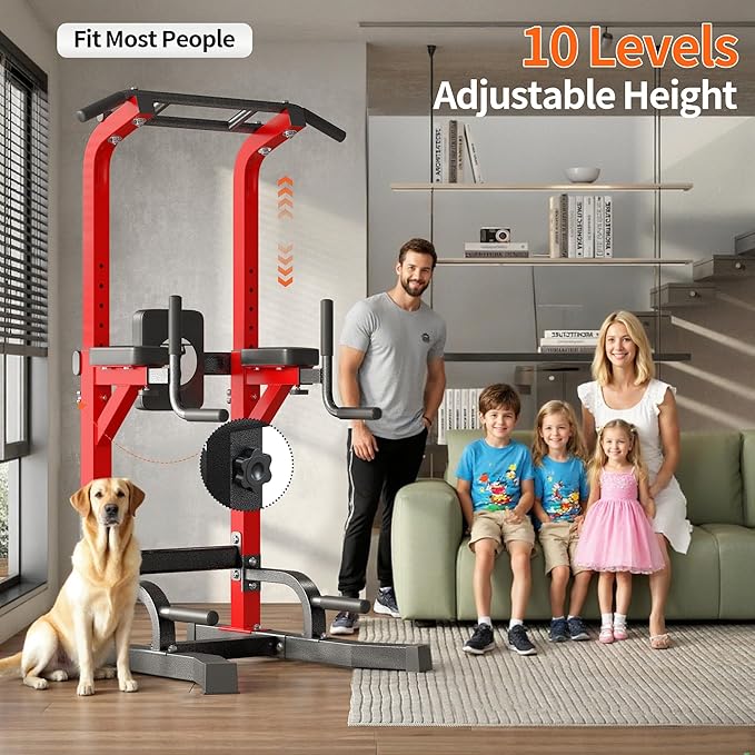 SogesHome Adjustable Pull Up Bar & Dip Station, Heavy Duty 500LB Capacity Multifunctional Home Gym Fitness Equipment for Strength Training, Push Up Stand for Arm, Back, Core & Full Body Workout-StrideForce Fitness