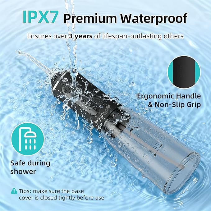 Water Dental Flosser for Teeth Pick, Cordless 360ML Tank 5 Jet Tips Electric Flosser, Rechargeable 4 Mode IPX7 Oral Irrigator for Implants, Brace & Sensitive Teeth Care, Home & Travel Use