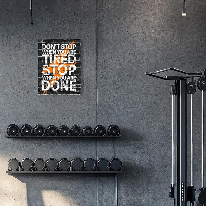 Gym Quotes Wall Art,Inspirational Workout Wall Decor,Don't Stop When You're Tired Stop When You're Done Canvas Wall Art for Home Gym Exercise Fitness Room-StrideForce Fitness