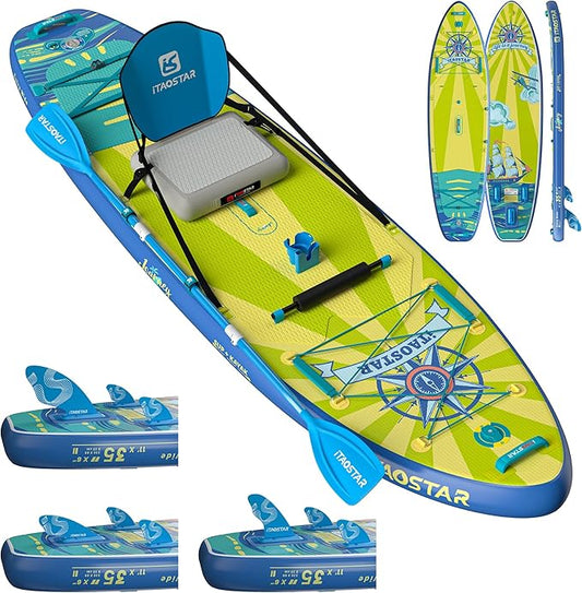 Journey 11'6" / 11'×34" / 11'×35" Extra Wide Paddle Board, One-Stop Premium SUP Board Accessories, Tailored Fins, Stable Inflatable Stand Up Paddle Boards for Youth/Adults of All Skill Levels-StrideForce Fitness