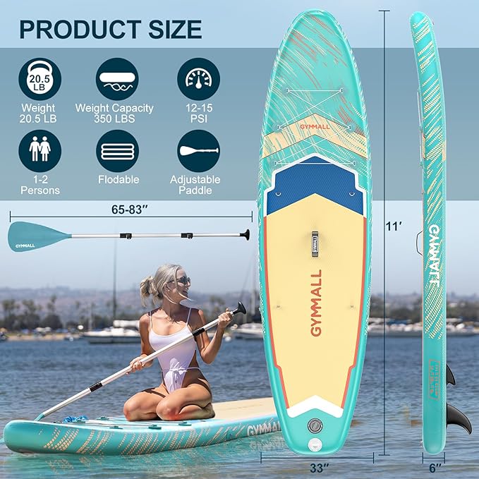 Paddle Board, Inflatable Stand Up SUP Paddle Boards for Adults & Youths of All Skill Levels, Wide & Non-Slip Deck Design Blow Up Paddleboards with Premium Accessories & Storage Bag-StrideForce Fitness