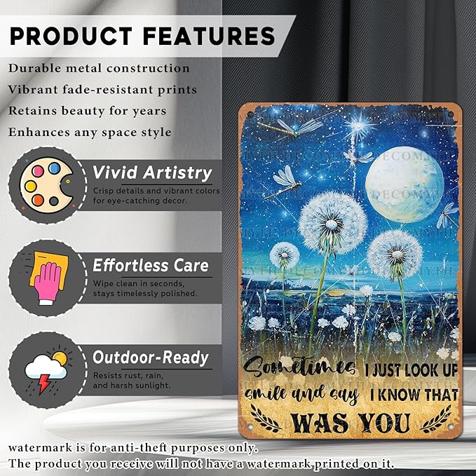 Vintage Dragonfly Tin Sign Sometimes I Just Look Up Smile and Say I Know That was You Retro Metal Poster Funny Wall Art Cafe Office Bar Plub Club Toilet Farm Room Garden Plaque 12 * 8inch-StrideForce Fitness