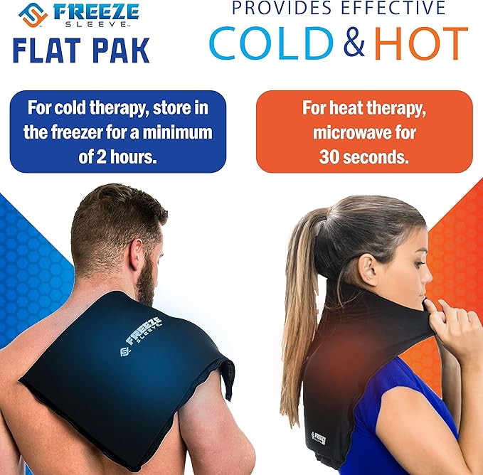 FreezeSleeve Flat Pak | 12" x 17" Extra Large Reusable Gel Ice Pack for Hot and Cold Therapy | Soft Flexible Cooling Pad for Back Hip Leg Injuries and Pain Relief | Cold Compress for Injury Recovery-StrideForce Fitness