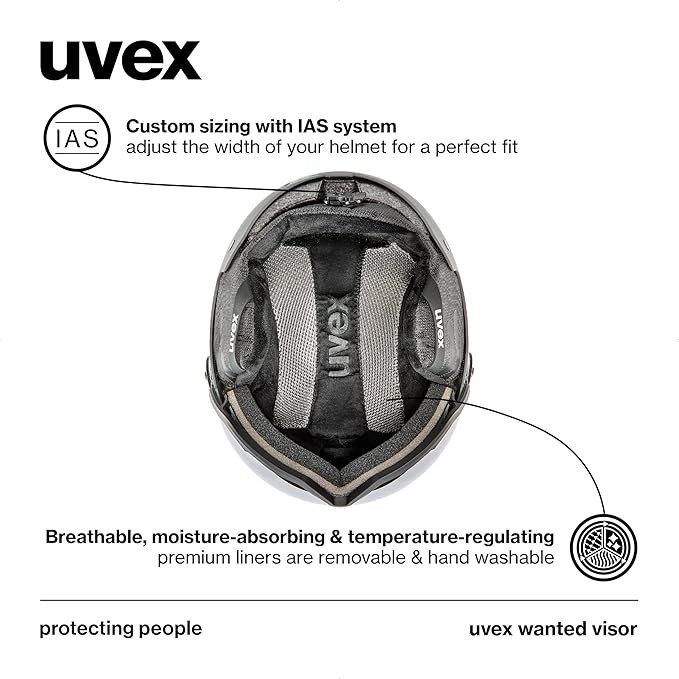 uvex Wanted Visor ski Helmet for Women & Men - Adjustable Helmet with Integrated Visor-StrideForce Fitness