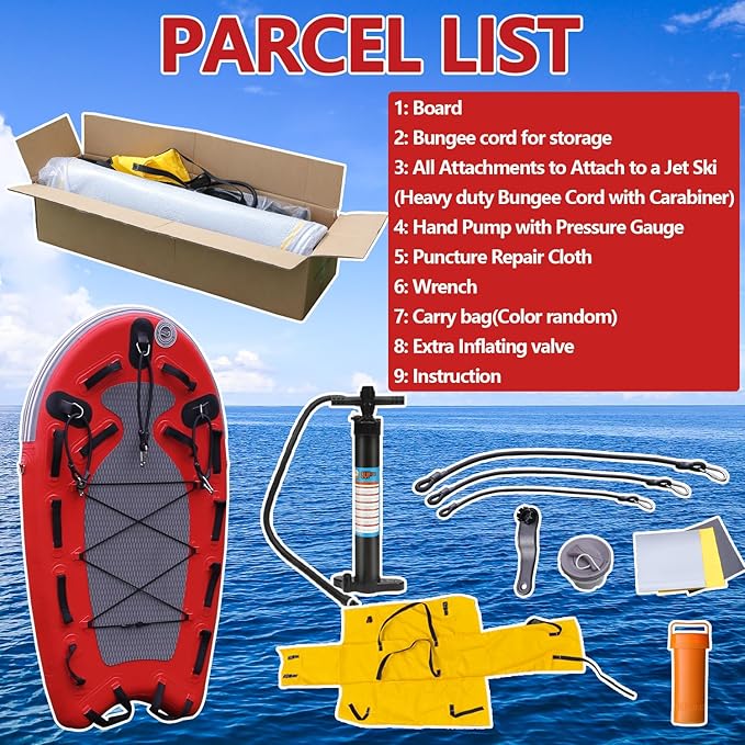 SAYOK Large Inflatable Sled Water Floating Mat Jet Ski Sled Board for Professional Emergency Rescue, Big Wave Surfing-StrideForce Fitness