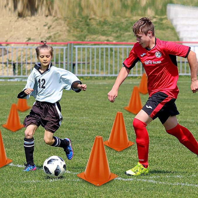 Cones Sports for Kids, Small Training Cones Set for Soccer Practice, 24 Pack 7 Inch Agility Field Cone Marker for Football Basketball Drills, Plastic Multi color Baseball Cone for Outdoor Indoor Games-StrideForce Fitness