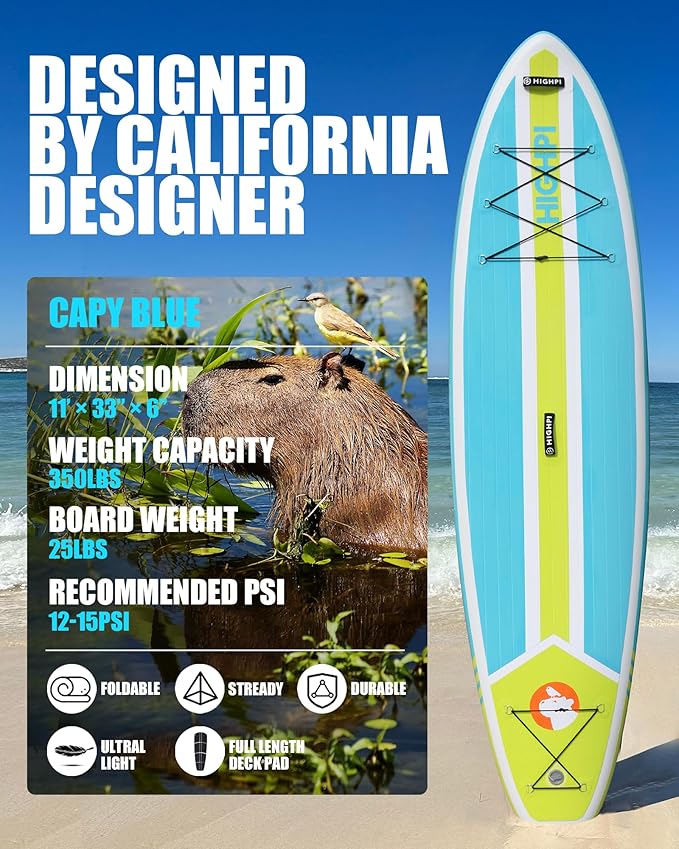 Highpi Inflatable Stand Up Paddle Board for Youth and Adults – Wide Sup with Premium Accessories, Blow Up Paddleboard for Surfing, Fishing, Yoga & More-StrideForce Fitness