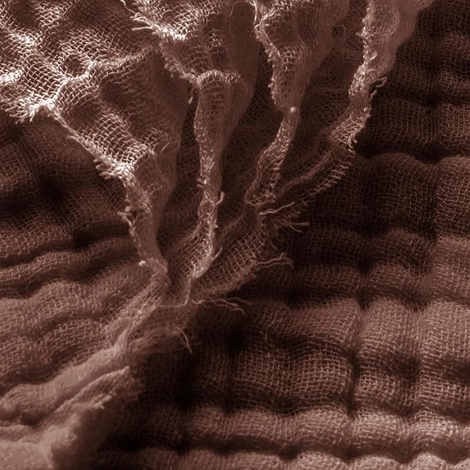 Carriediosa 100% Cotton Muslin Throw Blanket 66" X 90" Twin XL Size，4-Layers Summer Gauze Throws for Bed Couch，Soft Lightweight Breathable Linen Blankets Bedspread for Adults All Season，Dark Brown-StrideForce Fitness