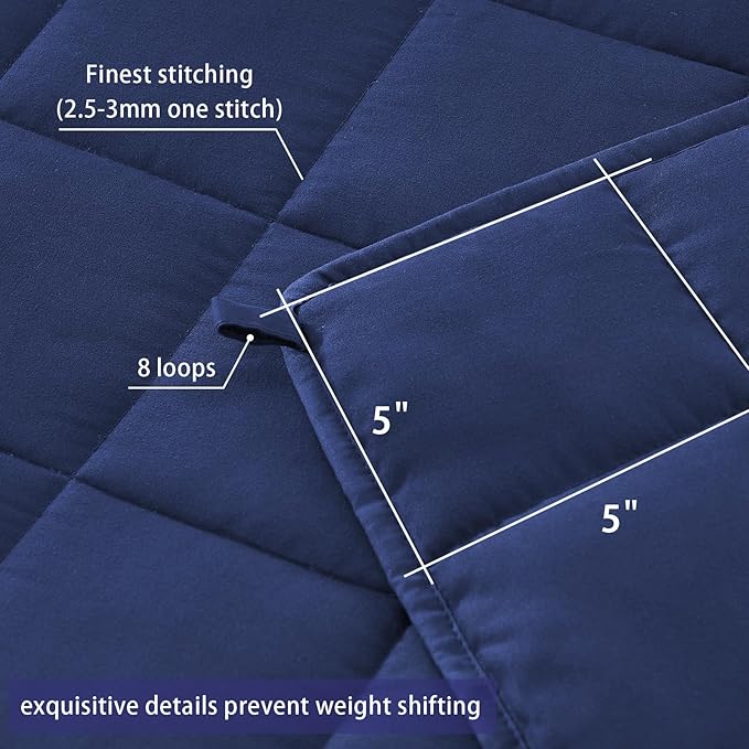 yescool Weighted Blanket for Adults (18 lbs, 60" x 80", Blue) Cooling Heavy Blanket for Sleeping Perfect for 170-190 lbs, Queen Size Breathable Blanket with Premium Glass Bead, Machine Washable-StrideForce Fitness