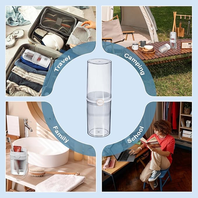 uxcell 1Pcs Travel Toothbrush Case, Portable Travel Toothbrush Holder with Cover, Toothbrush and Toothpaste Container for Bathroom, Gym,Business Trip, Camping (Black)