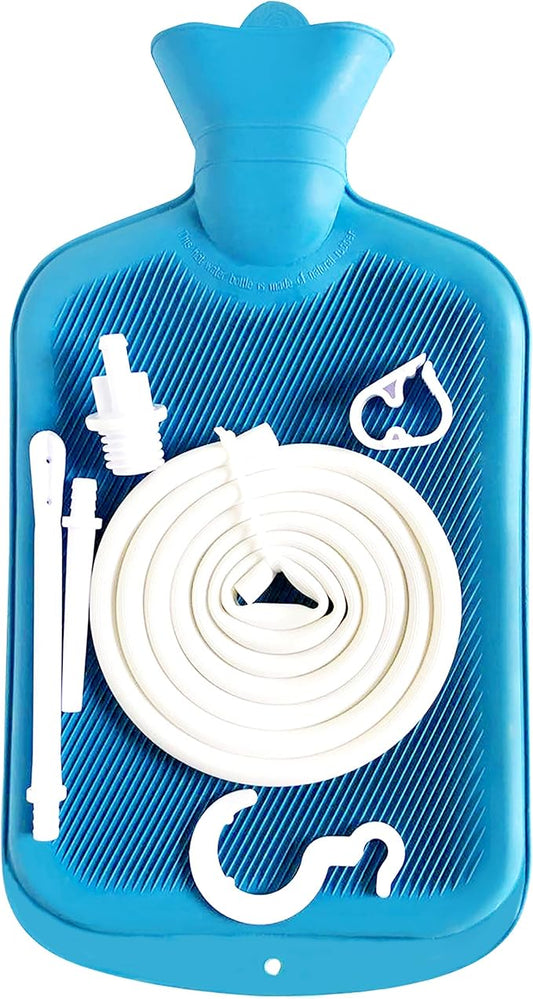 Abyclean Rubber Enema Bag Kit Anal Douche Vaginal Douche Enema Cleaner for Women’s or Man’s Health (Blue-2L)-StrideForce Fitness