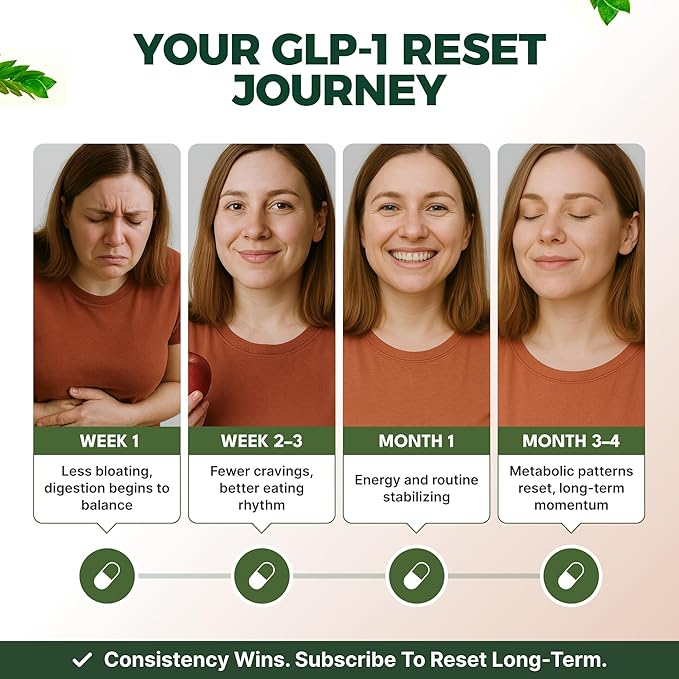 GLP-1 Supplement for Women & Men - Hunger & Metabolism Support with Berberine, InnoSlim, Actiponin - Natural GLP1 Booster to Support Appetite, Digestion & Gut Health - Vegan - 60 Capsules-StrideForce Fitness