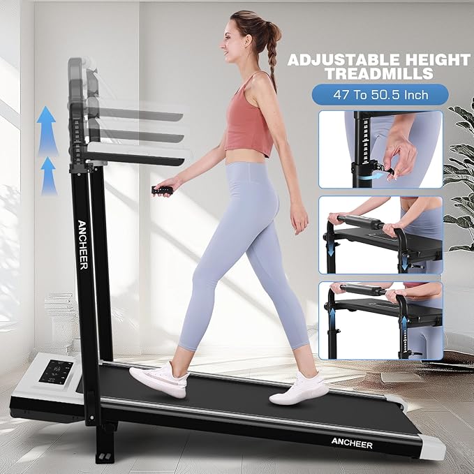 ANCHEER Walking Pad Treadmill with 12% Incline&Adjustable Height, 4 in 1 Under Desk Treadmills with Desk Workstation, Foldable Treadmill for Home 300lb,3 Type Control-StrideForce Fitness