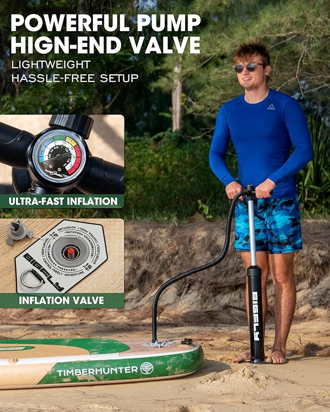 Bigfly Inflatable Stand Up Paddle Board 11’*34”*6”, Blow Up Paddle Board for Adults,with Detachable Fins, Pump, Floating Paddle, Safety Leash,Backpack-StrideForce Fitness