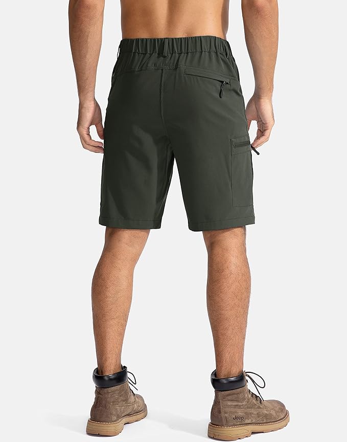Pudolla Men's Hiking Cargo Shorts 9" Lightweight Outdoor Work Shorts for Men Travel Golf Camping Casual with 5 Zipper Pockets-StrideForce Fitness