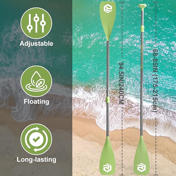 SUP Paddle - Paddle Board Paddle 4 Piece Stand Up Paddleboard Paddles Lightweight Floating Kayak Paddle - Light Blue - Lake Green - Light Green-StrideForce Fitness
