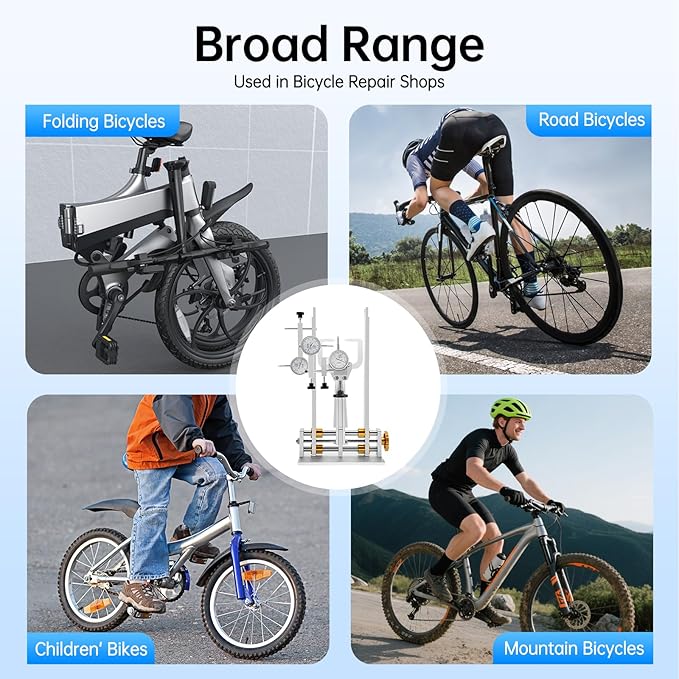 Bicycle Wheel Truing Stand, Professional Bike Repair Truing Bearing Stand with 3 Gauges Removable Bicycle Wheel Maintenance Tool Kit for 10" - 29" Wheels Rim Truing MTB Road-StrideForce Fitness