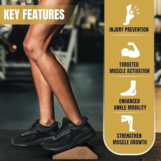 Squat Wedge Blocks - Pack of 2 Non-Slip Slant Board for Legs, Ankle, Calf Stretching - Squat Ramps for Lower Body Strength, Heel Elevation, Planks, Yoga with Bag & 30 Day Squat Challenge Chart-StrideForce Fitness