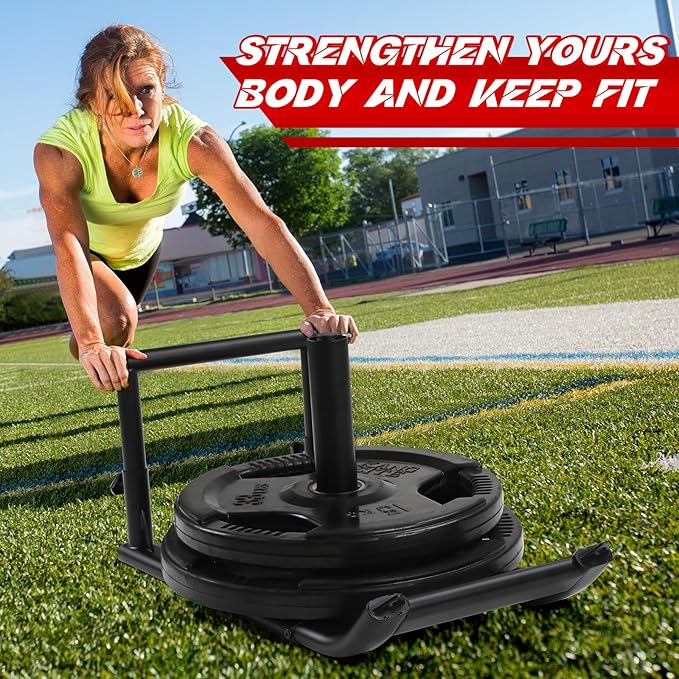 GADFISH Medium-Sized Weight Sled, Adjustable Height Workout Fitness Sled for Speed Training, Push and Pull Sleds for Exercise, Suitable for 1" & 2" Weight Plate, Applicable to Multiple Scenarios-StrideForce Fitness