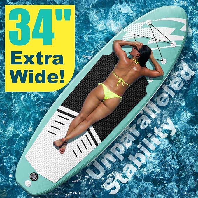 Inflatable Stand Up Paddle Board (6'' Thick) - Premium SUP Board with Durable SUP Accessories & Non-Slip Deck | Includes Paddle Pump & Backpack | for Adults/Youth-StrideForce Fitness