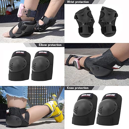 Youth/Kids Knee Pads Elbow Pads Wrist Guards Protective Gear Set for 3-15 Years Child Roller Skates, Skateboard, Cycling, Inline Skating, BMX Bike, Balance Bike, Scooter Riding and Other Outdoor Sports-StrideForce Fitness