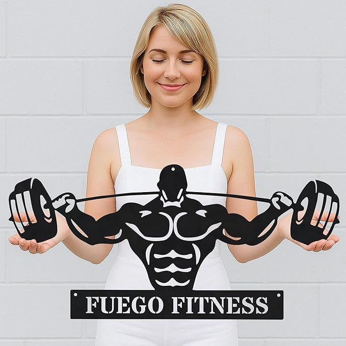 Powerlifting Personalized Lights Metal Wall Decor, Powerlifting Custom Monogram Wall Decor, Gym Metal Signs, gifts for men, husband, dad, papa, grandpa, father day sign-StrideForce Fitness